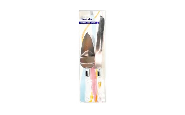 2pc Clear Handle Cake Knife Set