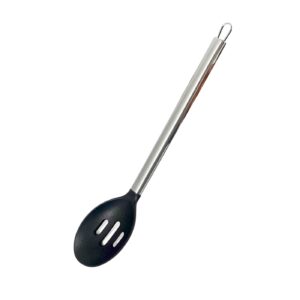 12.5" Black Nylon Slotted Spoon w/ Silver Handle
