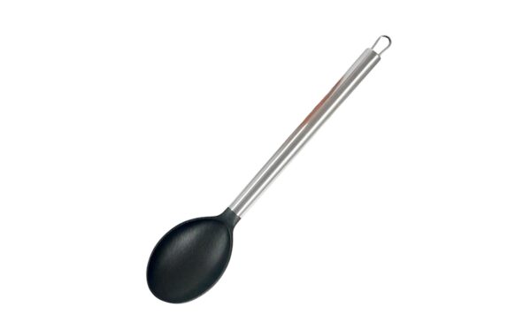 12.5" Black Nylon Spoon w/ Silver Handle