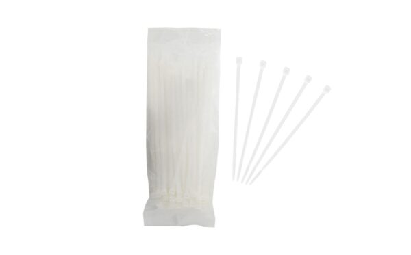 100pk 20cm White Nylon Cable Tie
