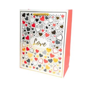 7" x 9" x 4" Medium Gift Bag w/ Hearts 'Love'