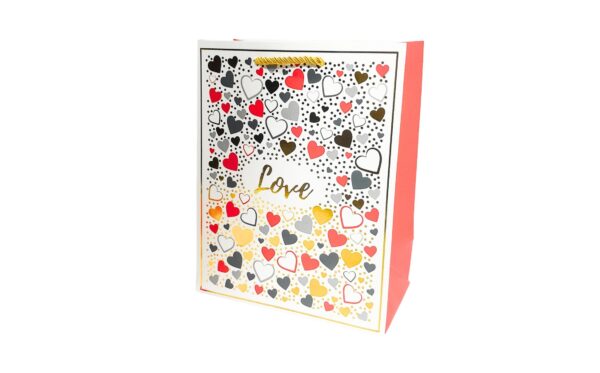 7" x 9" x 4" Medium Gift Bag w/ Hearts 'Love'