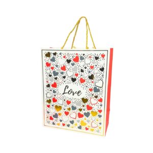 10" x 12.5" x 5" Large Gift Bag w/ Hearts 'Love'
