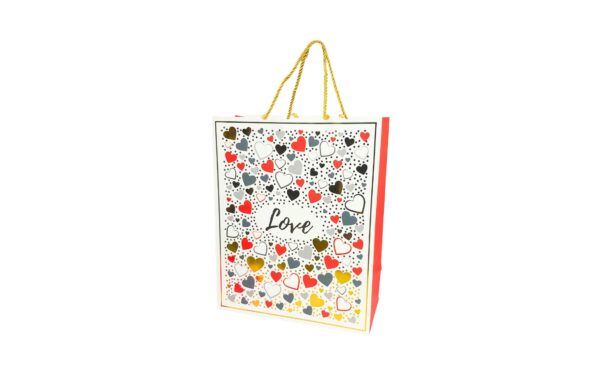 10" x 12.5" x 5" Large Gift Bag w/ Hearts 'Love'