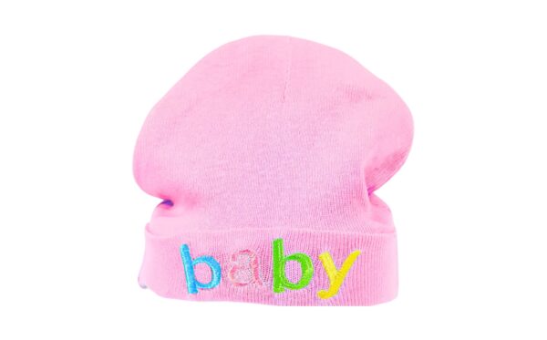 Solid Color Baby Cap w/ Embroidery 'Baby' - Image 2