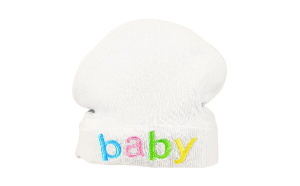 Solid Color Baby Cap w/ Embroidery 'Baby'