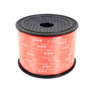 3/16" x 100yds Red Printed Curling Ribbon 'I Love You'