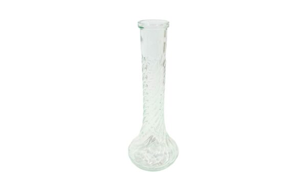 9" Clear Glass Bud Vase w/ Embossed Swirls