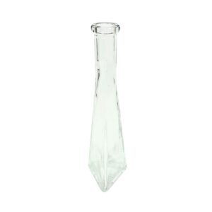 8.5" Clear Glass Bud Vase w/ Triangular Base