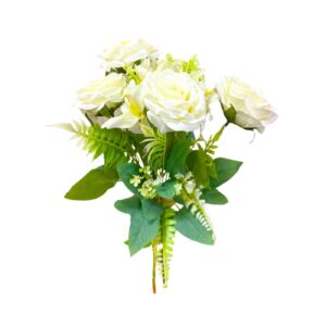 7 stem 8.5cm Ivory Rose on 40cm Stem