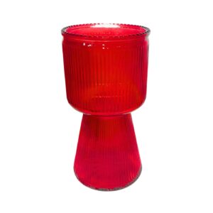 3.75" x 7.5" Red Glass Vase w/ Cone Shaped Base