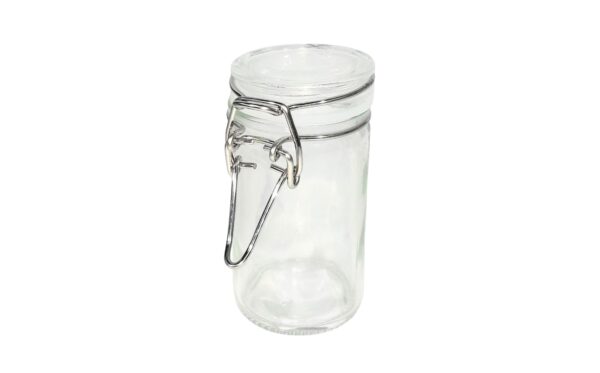 4cm x 8cm Round Glass Jar w/ Metal Clips