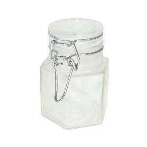 2" x 3" 6 Sided Glass Jar w/ Metal Clips