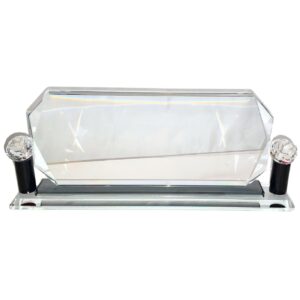 10" x 4 1/4" Glass Plaque w/ Crystal Ball on Black Pillars in Blue Box
