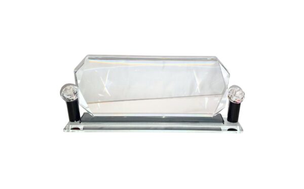 10" x 4 1/4" Glass Plaque w/ Crystal Ball on Black Pillars in Blue Box