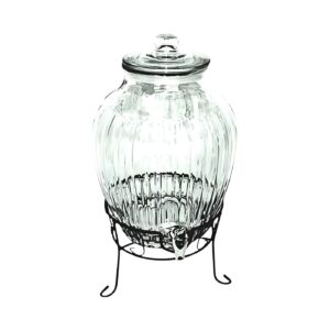 6 Liter Glass Beverage Dispenser on Black Metal Stand