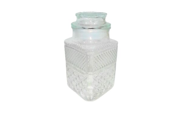 12cm x 23cm Square Diamond Cut Glass Jar