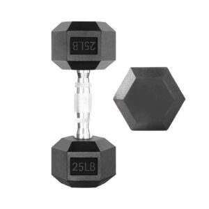 25lb Rubber Coated Hexagonal Dumbbell
