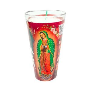 5" x 3" V-Shaped Candle in Glass 'Lady of Guadalupe'