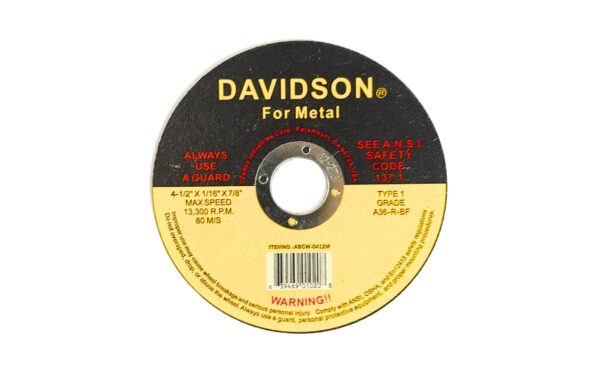 4 1/2" x 1/16" x 7/8" Metal Cut-Off Wheel 'Davidson'