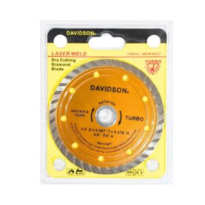 4 1/2" Turbo Diamond Cutting Wheel w/ 5/8" Diamond 'Davidson'