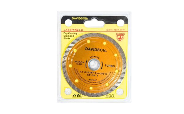 4 1/2" Turbo Diamond Cutting Wheel w/ 5/8" Diamond 'Davidson'
