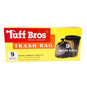 9ct 26 Gallon Black Trash Bag 'Tuff Built'
