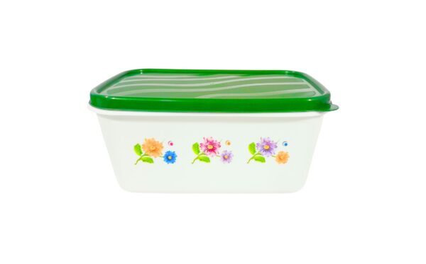 2.25 Liter / 76.08oz Plastic White Rectangular Container w/ Print - Image 2