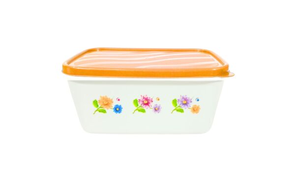 2.25 Liter / 76.08oz Plastic White Rectangular Container w/ Print - Image 3