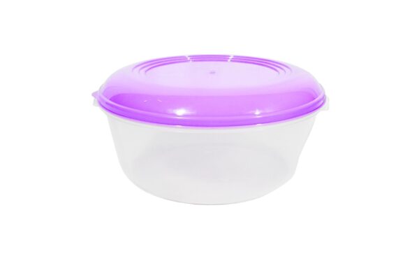 3L Clear Round Container w/ Colored Lid