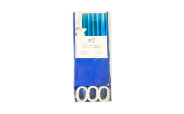 71" Solid Color Shower Curtain w/ Hooks - Image 2
