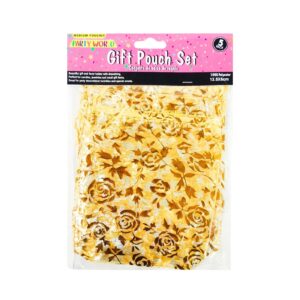 5pc 12.5 x 6cm Rose Print Organza Pouch w/ Drawstring