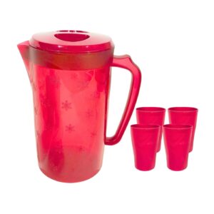 8" x 5" Plastic Pitcher w/ 4 Tumblers