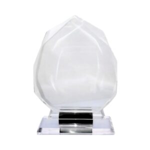 5 1/2" x 5" 9-Sided Glass Plaque on Stand in Blue Box