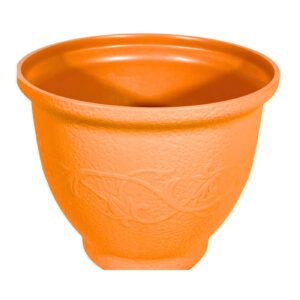 15 1/4" x 12" High Round Flower Pot w/ Embossed Design