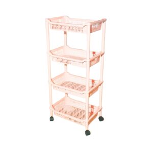 4-Tier Plastic Shelf w/ 12" x 18" Rectangular Basket