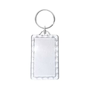 1 1/2" x 2 1/2" Clear Rectangular Keychain w/ Embossed Design on Edge