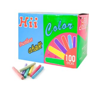 100pk Colored Dustless Chalk in Colored Box