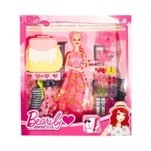 11" Doll in Gown w/ 3 Extra Dresses, Purse & Shoe Collection