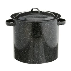 12Qt Black Enamel Stock Pot 'Granite Ware'