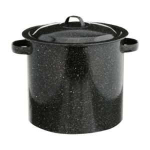 12Qt Black Speckled Enamel on Steel Stock Pot w/ Lid 'Oster'