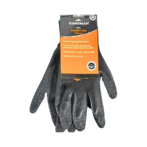 1pr Kingman Black Latex Glove w/ Crinkle (Size: Medium)
