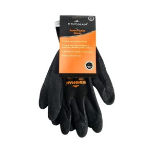 1pr Kingman Black Latex Glove w/ Crinkle (Size: Large)