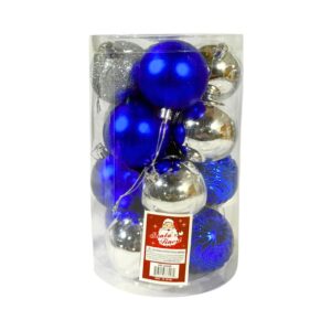 16pk 6cm Blue & Silver X'mas Ball in Tube