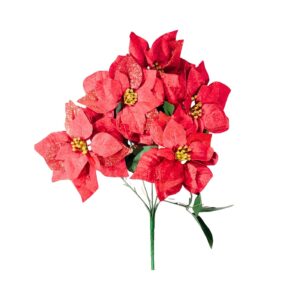 45cm 5-Branch Red Velvet Poinsettia