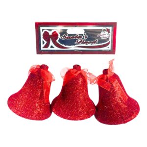 3pc 8cm Glitter Bell Decoration
