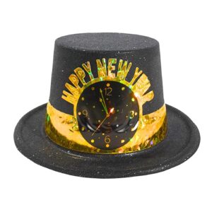 Glittered Top Hat w/ Band & 'Happy New Year'