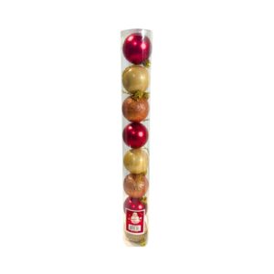8pc 5cm X'mas Ball in Tube 'Berry Colors'