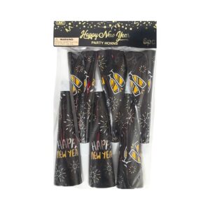 6pc Black Horn 'Happy New Year'