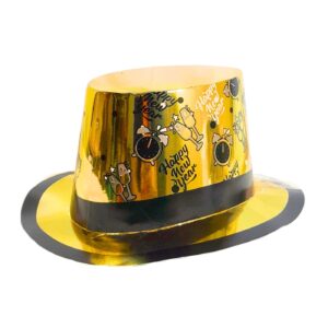 Shiny Light Gold Top Hat 'Happy New Year'